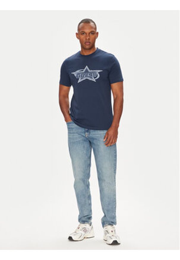 Guess T-Shirt Z5YI02 I3Z14 Granatowy Regular Fit. Kolor: niebieski. Materiał: bawełna
