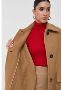 Pinko poncho wełniane kolor brązowy przejściowy oversize. Kolor: brązowy. Materiał: wełna. Wzór: gładki #3