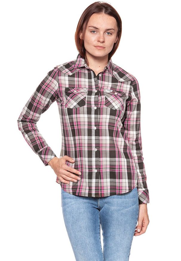 Wrangler - KOSZULA WRANGLER CHECK SHIRT ROSIN GREEN W5240LUWY. Kolor: różowy