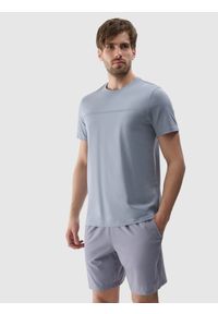 4f - 4F T-shirt regular z nadrukiem męski - szary 3XL. Okazja: na co dzień. Kolor: szary. Materiał: dzianina, jersey, bawełna. Długość rękawa: krótki rękaw. Długość: krótkie. Wzór: nadruk. Styl: casual, klasyczny, sportowy #1