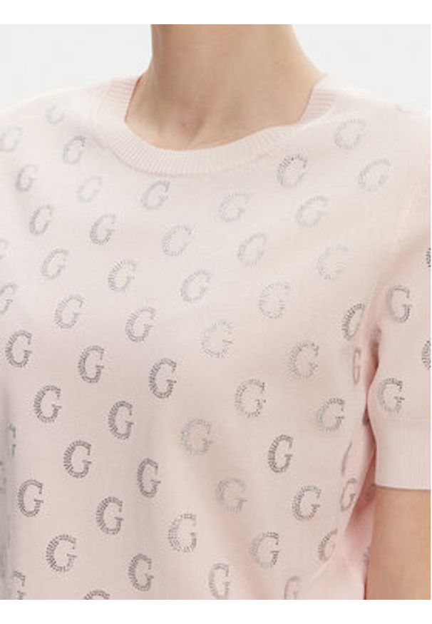 Guess Sweter W5GR05 Z3D60 Różowy Regular Fit. Kolor: różowy. Materiał: wiskoza