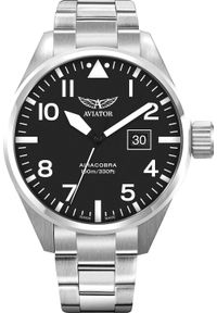 AVIATOR - Zegarek Aviator Zegarek męski Aviator V.1.22.0.148.5 srebrny. Kolor: srebrny #1