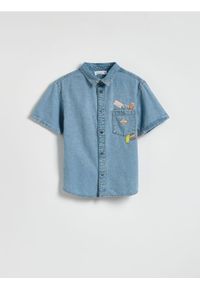 Reserved - Jeansowa koszula oversize - niebieski. Kolor: niebieski. Materiał: jeans #1