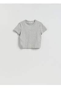 Reserved - Bawełniany t-shirt - jasnoszary. Kolor: szary. Materiał: bawełna. Długość: krótkie