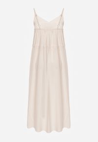 Born2be - Beżowa Sukienka z Wiskozy Xelpiroe. Okazja: na co dzień. Kolor: beżowy. Wzór: gładki, aplikacja. Typ sukienki: proste. Materiał: wiskoza. Długość rękawa: na ramiączkach. Sezon: lato. Styl: casual. Długość: maxi #5