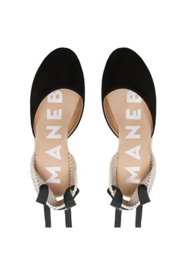 Manebi Espadryle Wedge Espadrilles K 1.0 WV Czarny. Kolor: czarny. Materiał: skóra, zamsz