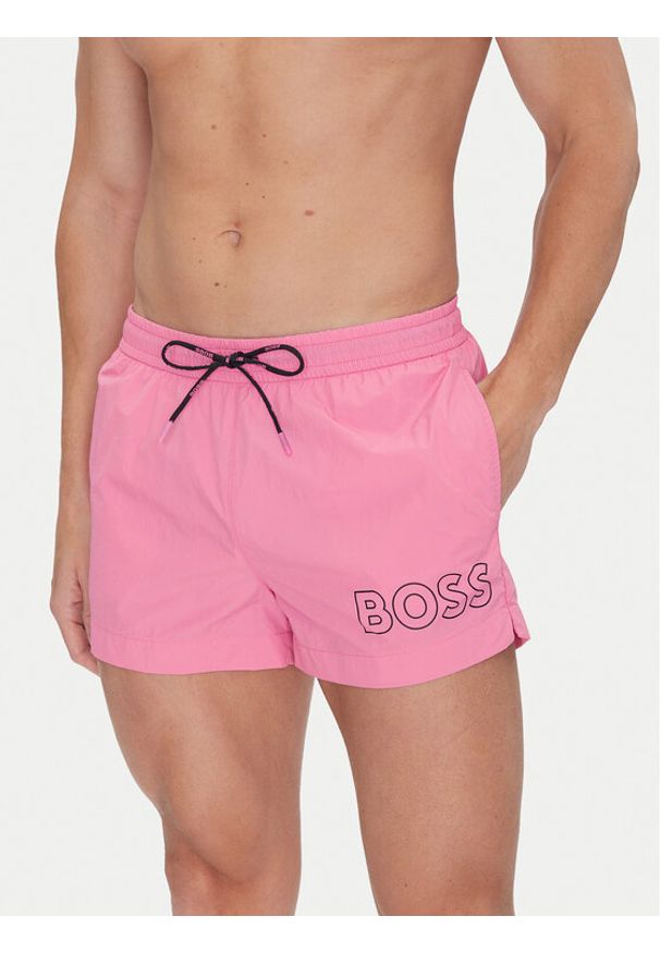 BOSS Szorty kąpielowe Mooneye 50469280 Różowy Regular Fit. Kolor: różowy. Materiał: syntetyk