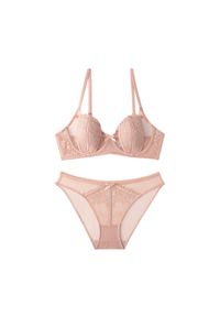 Intica - Komplet bielizny z delikatnego materiału Gabrijela. Kolor: beżowy. Materiał: materiał