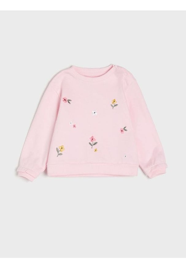 Sinsay - Bluza - różowy. Kolor: różowy. Wzór: aplikacja