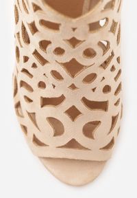 Renee - Beżowe Sandały Botki Vices na Szpilce z Ażurową Cholewką Natilora. Okazja: na randkę. Kolor: beżowy. Wzór: ażurowy. Sezon: lato. Obcas: na szpilce. Styl: elegancki #5