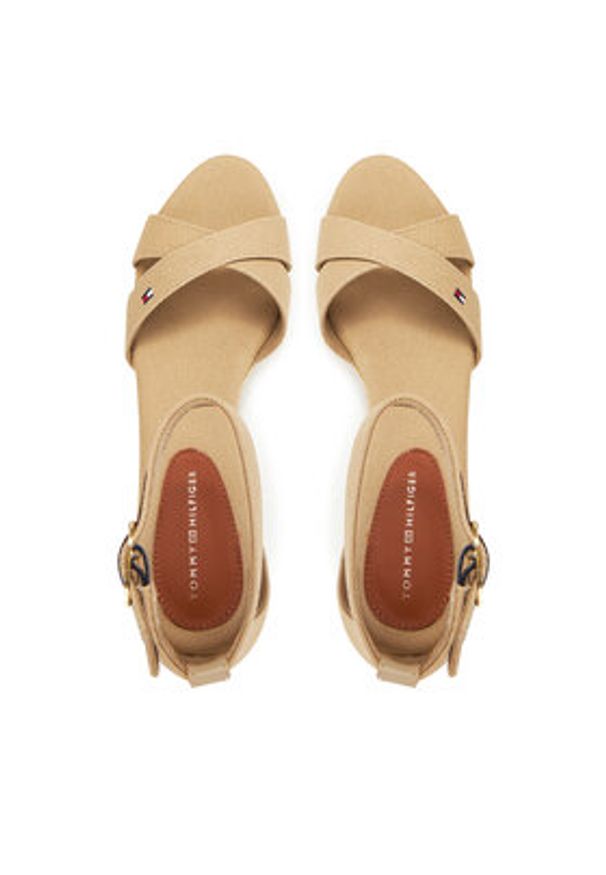 TOMMY HILFIGER - Tommy Hilfiger Espadryle Flag Criss-Cros Mid Wedge Espad FW0FW08481 Beżowy. Kolor: beżowy. Materiał: materiał