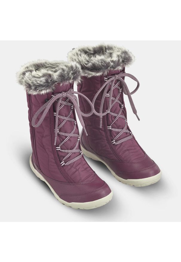 quechua - Buty turystyczne śniegowce dla dzieci Quechua SH500 Warm wodoodporne suwak. Kolor: fioletowy. Materiał: materiał. Sezon: zima