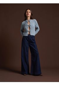 Reserved - Kardigan z ozdobnym wiązaniem - jasnozielony. Kolor: zielony. Materiał: wełna, dzianina #1