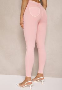 Renee - Różowe Skinny Jeansy z Bawełną High Waist Lorie. Okazja: na co dzień. Stan: podwyższony. Kolor: różowy. Styl: casual, elegancki, wizytowy