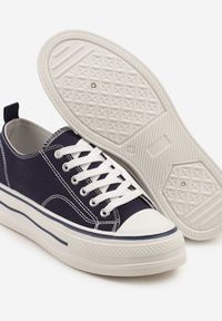 Born2be - Granatowe Klasyczne Trampki na Grubej Podeszwie Natileva. Okazja: na co dzień. Kolor: niebieski. Materiał: jeans. Szerokość cholewki: normalna. Styl: klasyczny #6