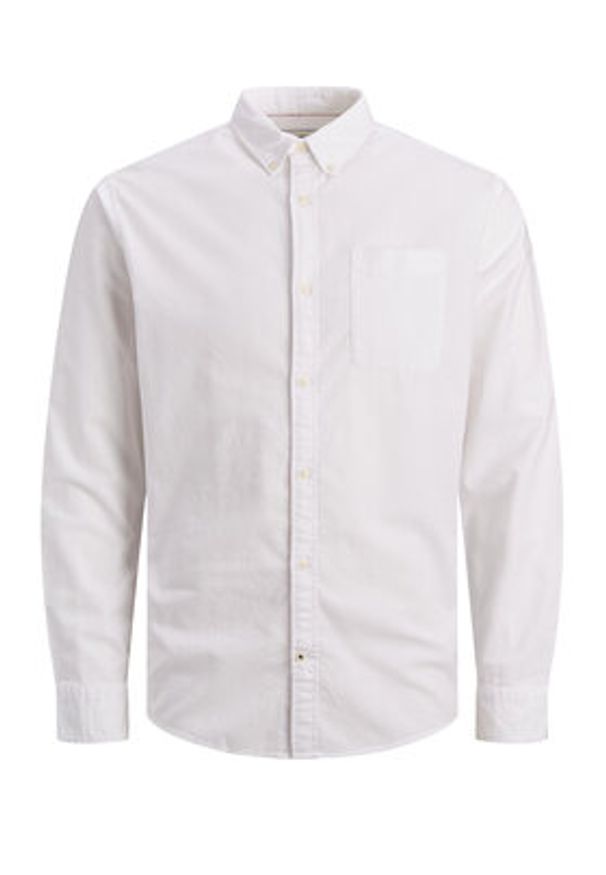 Jack & Jones Koszula 12182486 Biały Slim Fit. Kolor: biały. Materiał: bawełna