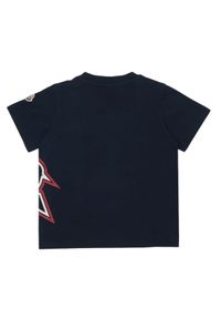 MONCLER KIDS - Granatowy t-shirt z nadrukiem Shark 4-8 lat. Kolor: niebieski. Materiał: bawełna. Wzór: nadruk. Sezon: lato. Styl: klasyczny #2