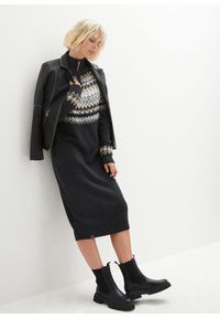 bonprix - Sukienka dzianinowa w norweski wzór. Kolor: szary. Materiał: dzianina #1