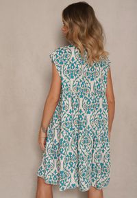 Renee - Zielona Rozkloszowana Sukienka z Bawełny z Falbanką Livalia. Okazja: na co dzień. Kolor: zielony. Materiał: bawełna. Sezon: wiosna. Styl: elegancki, casual #5