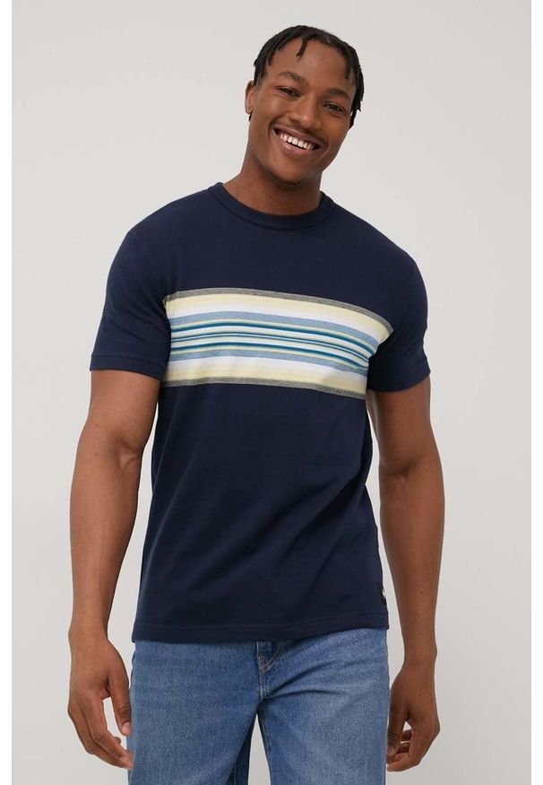 Quiksilver t-shirt bawełniany kolor granatowy wzorzysty. Kolor: niebieski. Materiał: bawełna