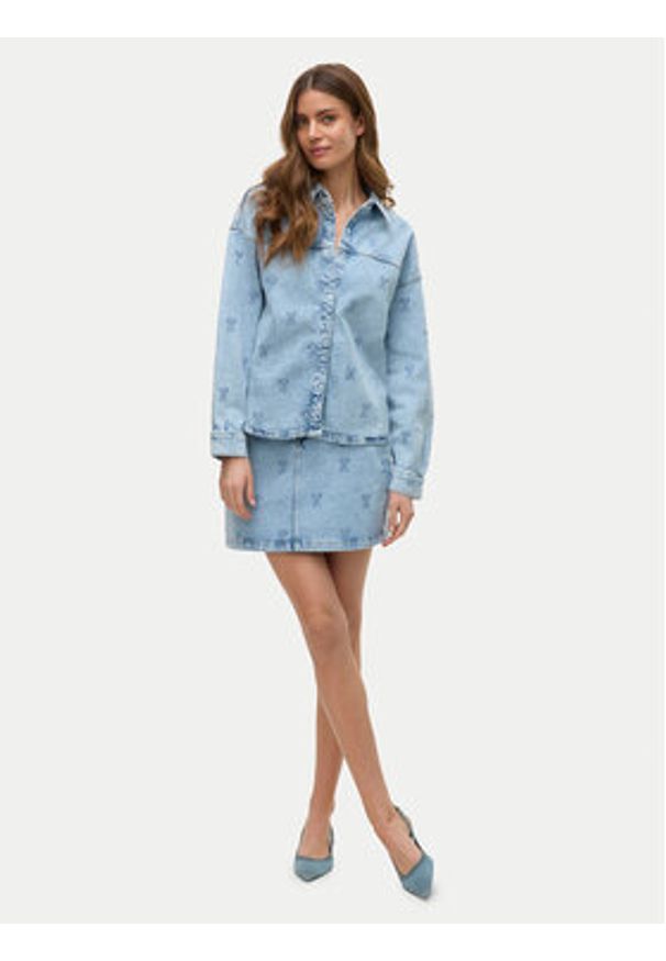 Vero Moda Koszula jeansowa Hayden 10326371 Niebieski Oversize. Kolor: niebieski. Materiał: bawełna
