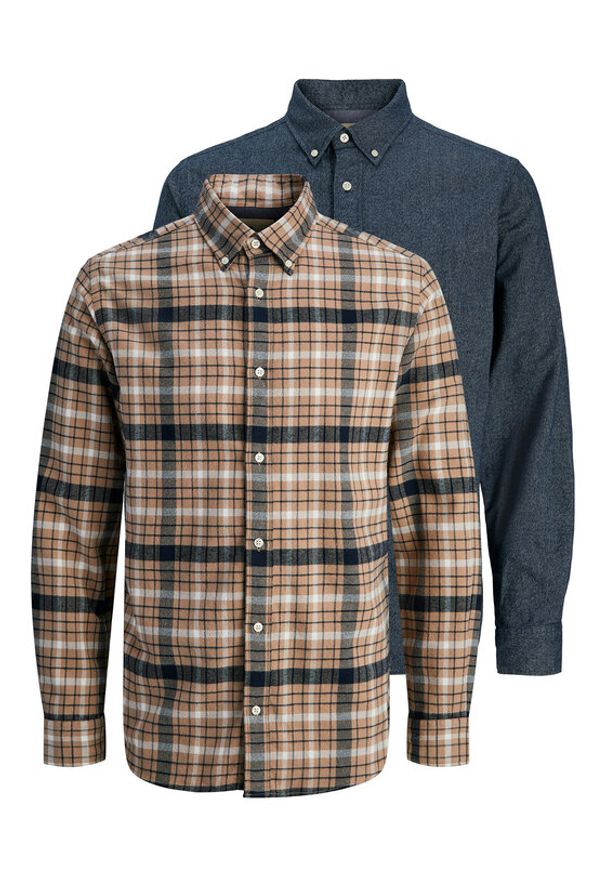 Jack & Jones Komplet koszul Blubarkley 12294328 Beżowy Regular Fit. Kolor: beżowy. Materiał: bawełna