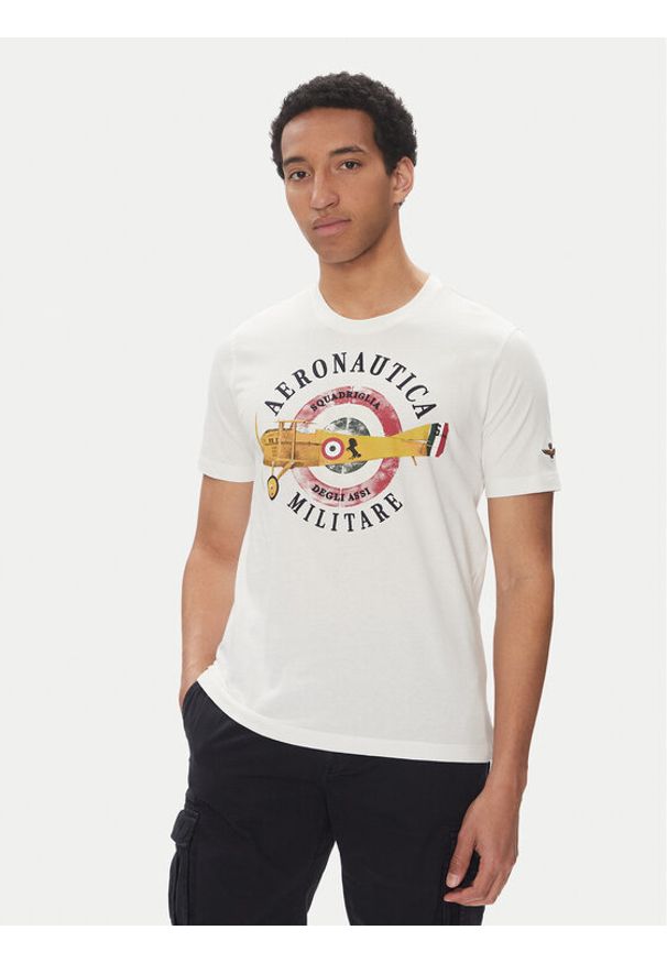 Aeronautica Militare T-Shirt 251TS2414J641 Biały Regular Fit. Kolor: biały. Materiał: bawełna