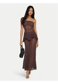 only - ONLY Top Aya 15375823 Brązowy ciemny Slim Fit. Kolor: brązowy. Materiał: syntetyk #2