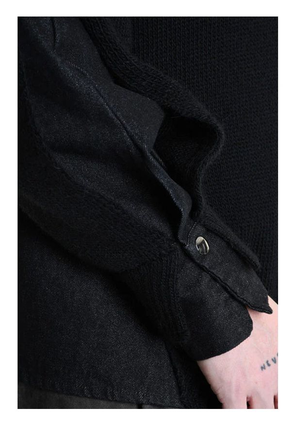 La Haine Inside Us Sweter | 3K M1111 | Mężczyzna | Czarny. Okazja: na co dzień. Kolor: czarny. Materiał: akryl, wełna, wiskoza. Sezon: lato. Styl: casual, elegancki