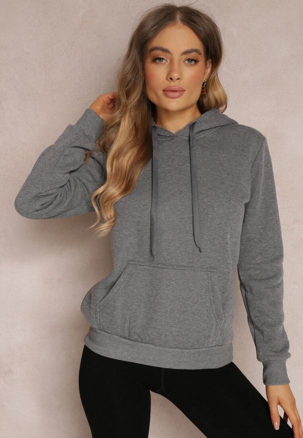 Renee - Ciemnoszara Bluza Basic z Kapturem Corbetes. Typ kołnierza: kaptur. Kolor: szary. Materiał: polar, tkanina, dresówka, prążkowany. Długość rękawa: długi rękaw. Długość: długie. Wzór: jednolity, gładki