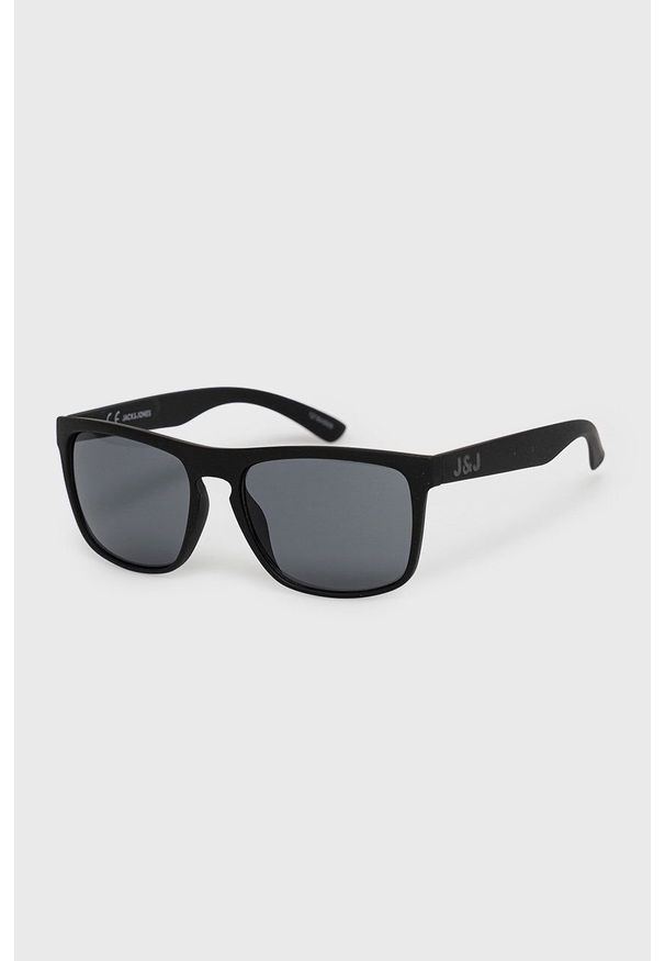 Jack & Jones Okulary przeciwsłoneczne męskie kolor czarny. Kształt: owalne. Kolor: czarny