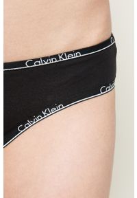 Calvin Klein Underwear - Figi (2-pack). Kolor: czarny. Materiał: bawełna, materiał, dzianina, elastan. Wzór: gładki #2