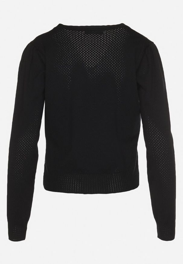 Born2be - Czarny Kardigan z Wyhaftowanymi Wisienkami Niralia. Kolor: czarny. Materiał: jeans. Styl: klasyczny, elegancki