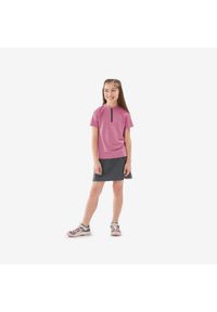 quechua - Koszulka turystyczna dla dzieci Quechua MH900. Kolor: brązowy. Materiał: elastan, poliester, materiał. Sezon: lato. Sport: turystyka piesza