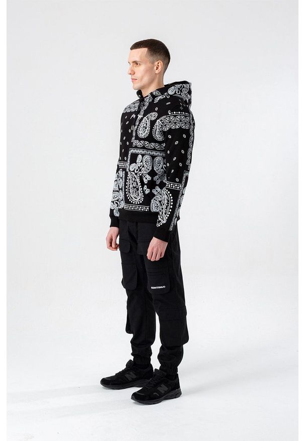 Hype bluza męska kolor czarny z kapturem wzorzysta. Okazja: na co dzień. Typ kołnierza: kaptur. Kolor: czarny. Styl: casual