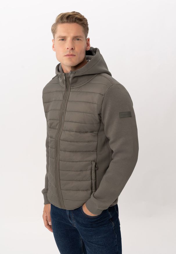 Volcano - Bluza z kapturem, pikowana B-KLARK. Okazja: na co dzień. Typ kołnierza: kaptur. Kolor: beżowy. Materiał: materiał. Styl: casual