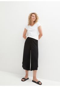 bonprix - Spodnie culotte w długości do łydki, ze zrównoważonej wiskozy. Kolor: czarny. Materiał: wiskoza. Styl: elegancki