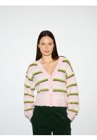Reserved - Kardigan w paski - wielobarwny. Materiał: dzianina, wełna. Wzór: paski #1