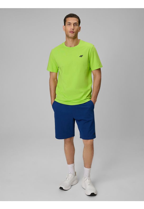4f - 4F T-shirt regular gładki męski - zielony S. Okazja: na co dzień. Kolor: zielony. Materiał: materiał. Wzór: gładki. Styl: casual, klasyczny