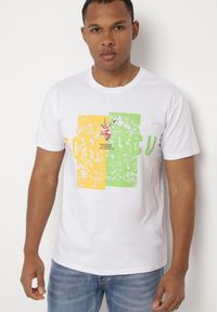 Born2be - Biała Bawełniana Koszulka T-Shirt z Krótkim Rękawem i Ozdobnym Nadrukiem Branessa. Okazja: na co dzień. Kolor: biały. Materiał: bawełna. Długość rękawa: krótki rękaw. Długość: krótkie. Wzór: nadruk. Styl: casual #7