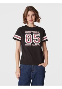 Tommy Jeans T-Shirt Collegiate DW0DW14906 Czarny Relaxed Fit. Kolor: czarny. Materiał: bawełna