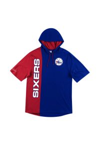 Mitchell & Ness - Bluza z kapturem z krótkim rękawem Philadelphia 76ers split. Typ kołnierza: kaptur. Kolor: czerwony, niebieski, wielokolorowy. Długość rękawa: krótki rękaw. Długość: krótkie. Sport: koszykówka #1