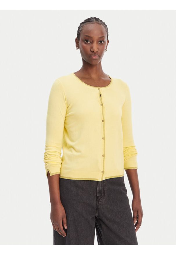 Liu Jo Kardigan WA6280 MS49I Żółty Regular Fit. Kolor: żółty. Materiał: wiskoza