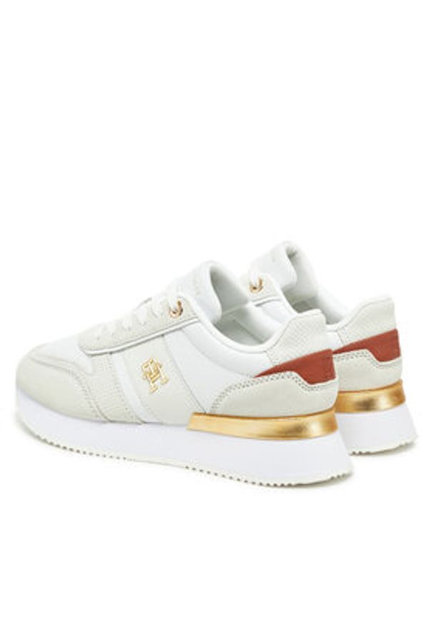 TOMMY HILFIGER - Tommy Hilfiger Sneakersy Th Fashion Runner FW0FW08475 Biały. Kolor: biały. Materiał: skóra