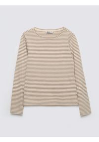 Big-Star - Bluzka damska w paski kremowa Vensa 103. Okazja: na co dzień. Kolor: kremowy. Materiał: jeans, materiał, dzianina. Długość rękawa: długi rękaw. Długość: długie. Wzór: paski. Styl: elegancki, casual #1