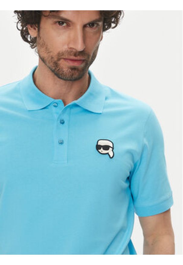 Karl Lagerfeld - KARL LAGERFELD Polo 745710 552224 Niebieski Regular Fit. Typ kołnierza: polo. Kolor: niebieski. Materiał: bawełna