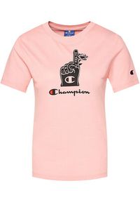 Champion T-Shirt Basketball Logo Digital Print 112965 Różowy Custom Fit. Kolor: różowy. Materiał: bawełna. Wzór: nadruk #5