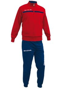Dres z polaru zapinany na suwak Givova One. Kolor: wielokolorowy, niebieski, czerwony. Materiał: polar, dresówka. Sport: piłka nożna, fitness #2