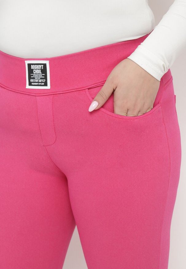 Born2be - Ciemnoróżowe Spodnie Skinny z Kieszeniami Afrina. Kolekcja: plus size. Kolor: różowy. Długość: do kostek