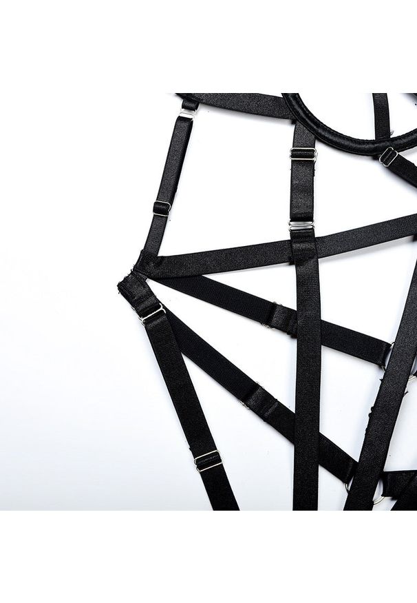 Intica - Body damskie ze strapami na wieczorne wyjścia Chelsea. Kolor: czarny. Materiał: materiał